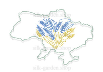Принт/схема для вишивки - Карта України - 18 Принт/схема для вишивання Карта України (тканина з малюнком) для вишивання стрічками, гладдю, художнім бісером (розмітки під бісер немає)