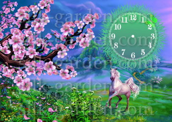 Принт Часы-1042 Принт Часы-1042 (ткань с рисунком) для вышивания лентами, гладью, художественным бисером (разметки под бисер нет)