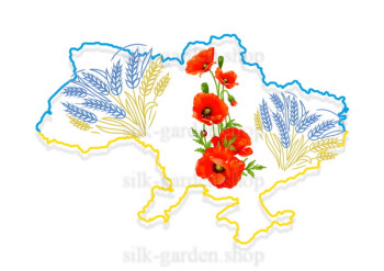 Принт/схема для вишивки - Карта України - 22 Принт/схема для вишивання Карта України (тканина з малюнком) для вишивання стрічками, гладдю, художнім бісером (розмітки під бісер немає)
