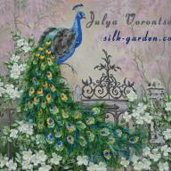 Набор для вышивания лентами "Королевский павлин"  - Набор для вышивания лентами "Королевский павлин" 