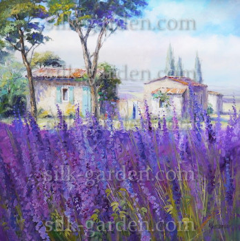Принт SP сельский пейзаж-112 Принт SP сельский пейзаж-5 (ткань с рисунком) для вышивания лентами, гладью, художественным бисером (разметки под бисер нет)