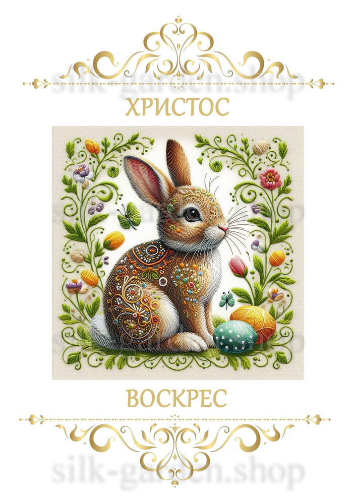 Принт Пасхальний рушник на кошик/схема для вишивки - 478