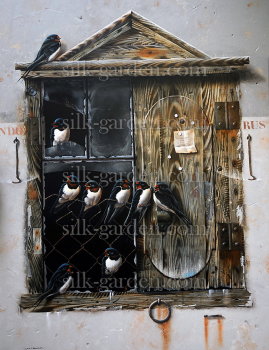Принт J-W птички-72 Принт J-W птички-72 (ткань с рисунком) для вышивания лентами, гладью, художественным бисером (разметки под бисер нет)