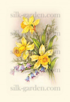 Принт Маленький букет РО-Б-211 Принт Маленький букет РО-Б-211 (ткань с рисунком) для вышивания лентами, гладью, художественным бисером (разметки под бисер нет)
