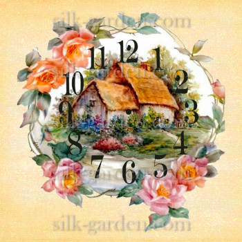 Принт Часы-1105 Принт Часы-1105 (ткань с рисунком) для вышивания лентами, гладью, художественным бисером (разметки под бисер нет)