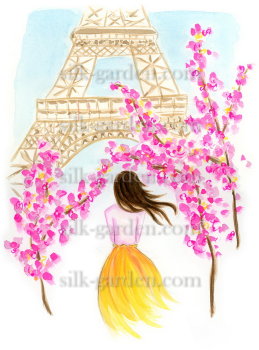 Принт Paris-47 Принт Paris-47 (ткань с рисунком) для вышивания лентами, гладью, художественным бисером (разметки под бисер нет)
