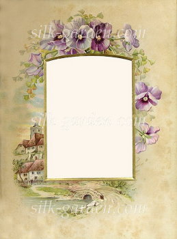Принт Frame-2 Принт (ткань с рисунком), схема для вышивания лентами, гладью, художественным бисером (разметки под бисер нет)